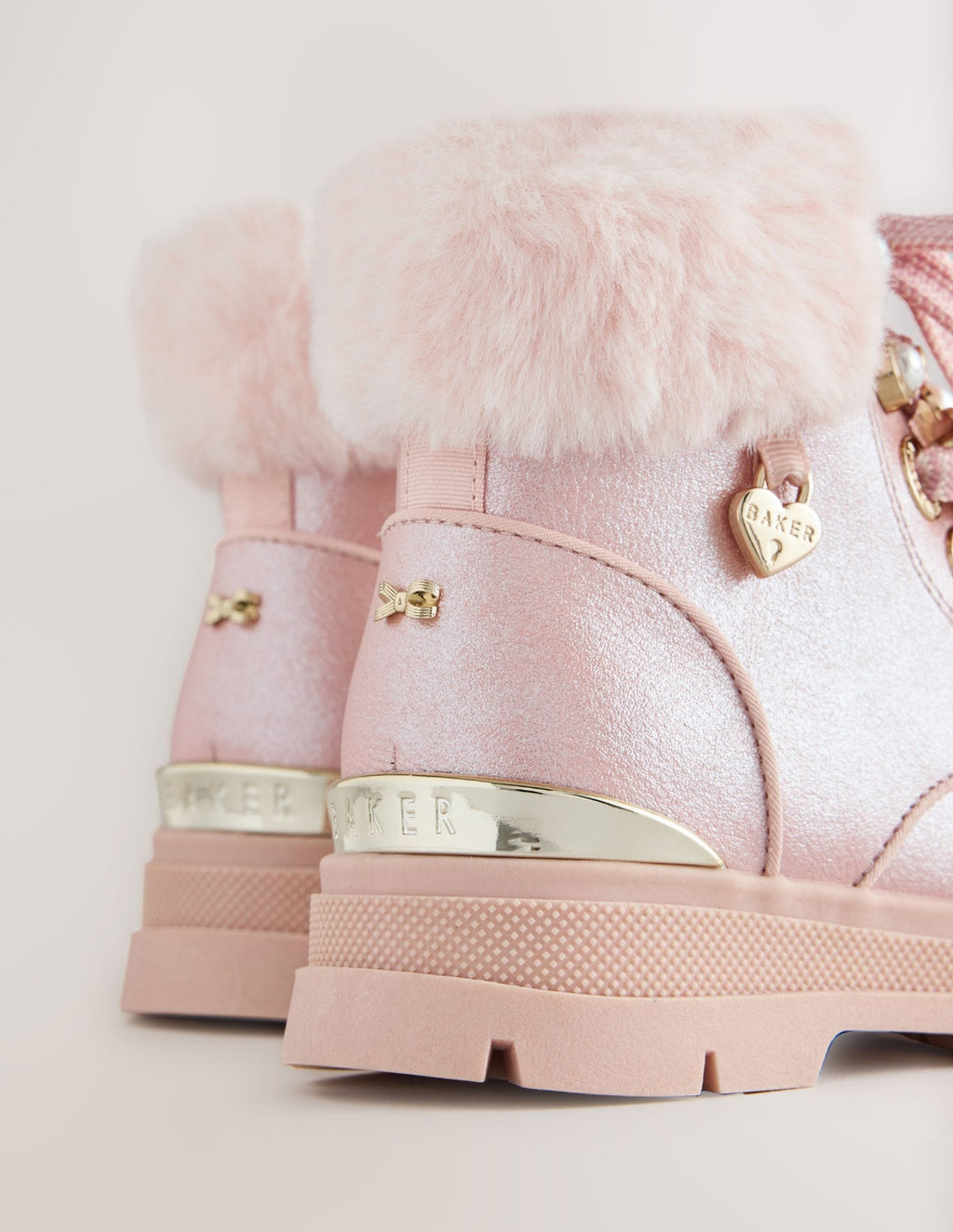 Baker by Ted Baker Faux Fur Cuff Metallic Pink Charm Boots