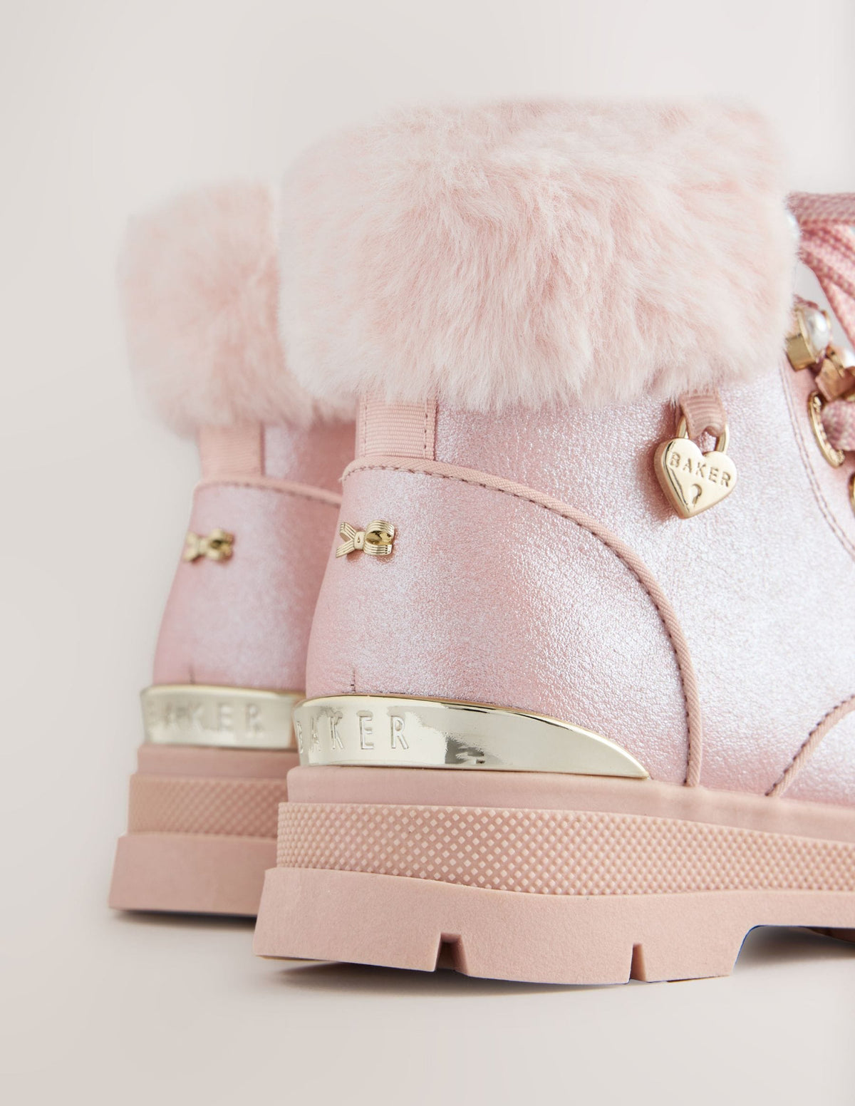 Baker by Ted Baker Faux Fur Cuff Metallic Pink Charm Boots