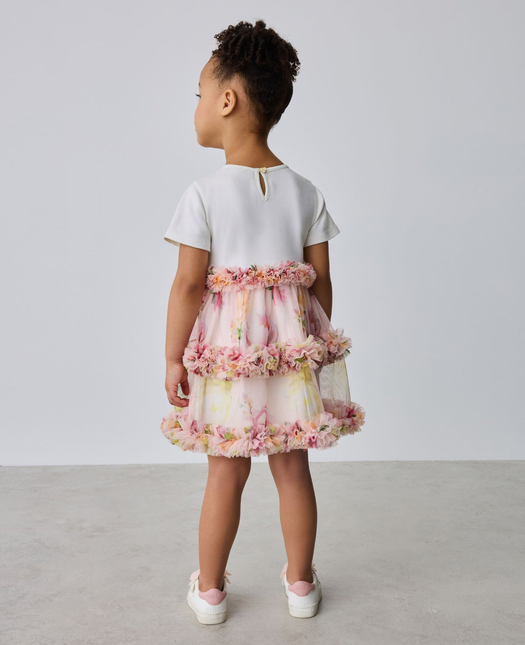 Baker by Ted Baker Floral Ruffle Mesh Mockable Blue Dress