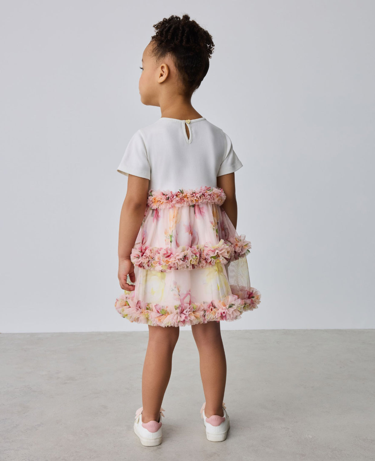Baker by Ted Baker Floral Ruffle Mesh Mockable Blue Dress