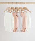 Pink 5 Pack Vest Pointelle Baby Bodysuits