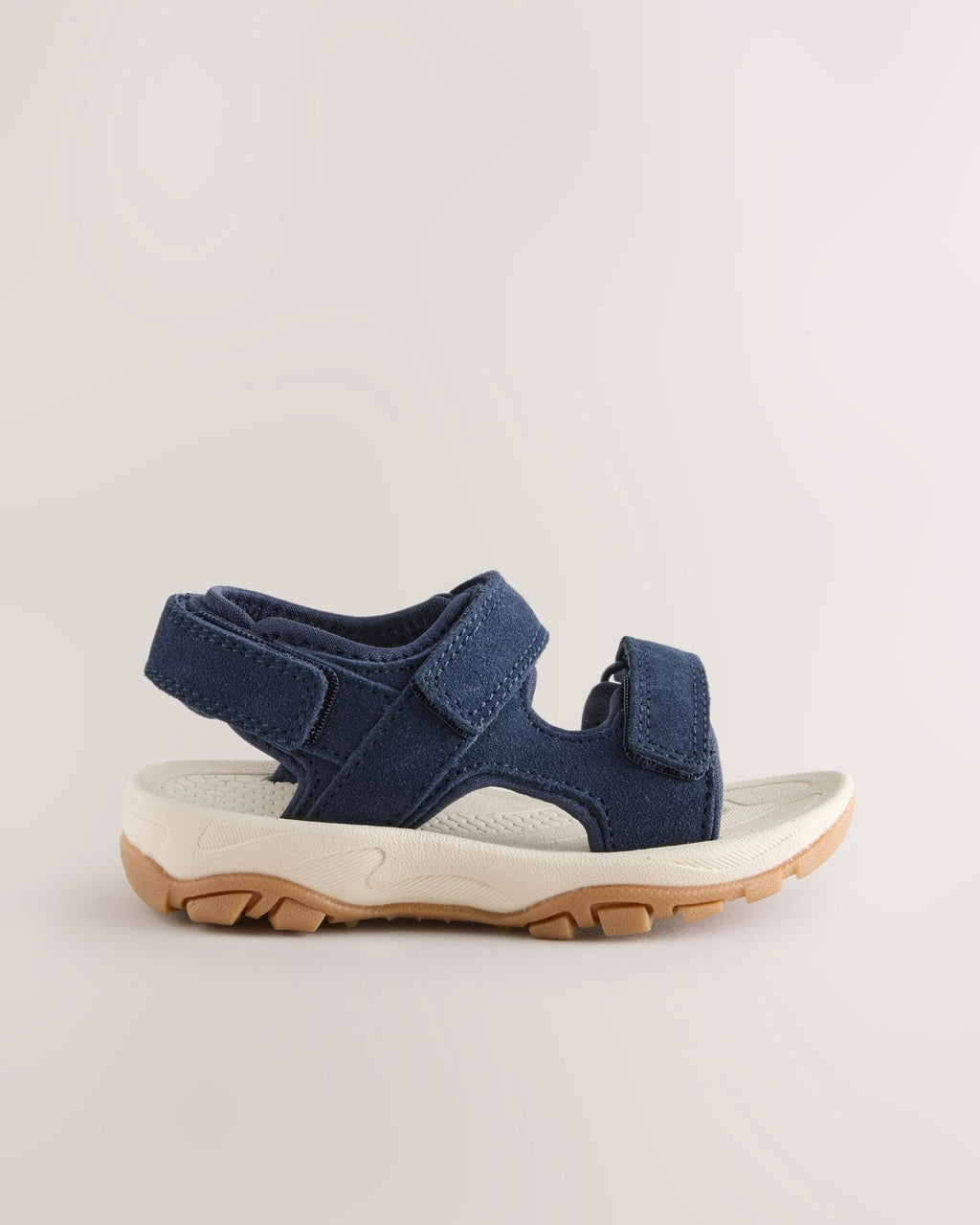 Navy Leather Touch Fastening Trekker Sandals