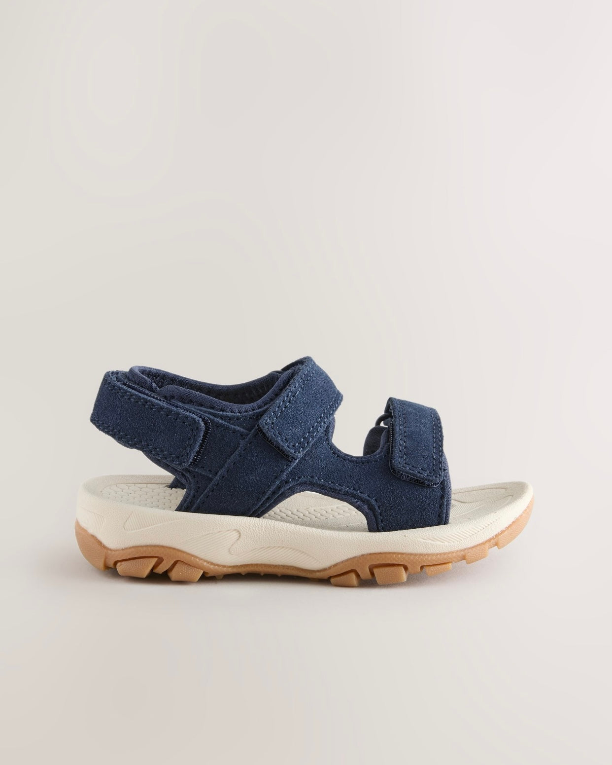 Navy Leather Touch Fastening Trekker Sandals