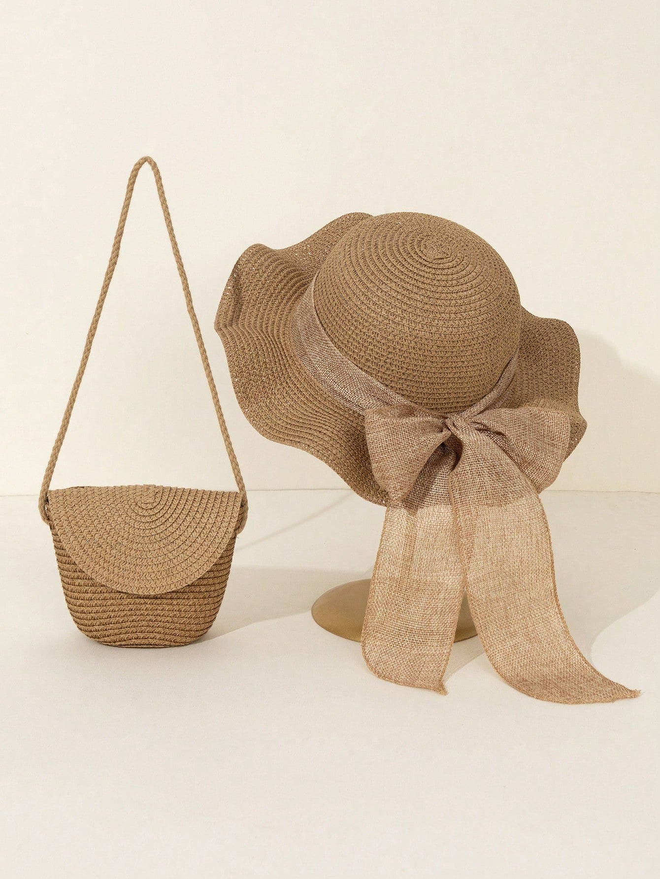 2pcs Girl Sun Hat & Beach Bag Set (immediate)