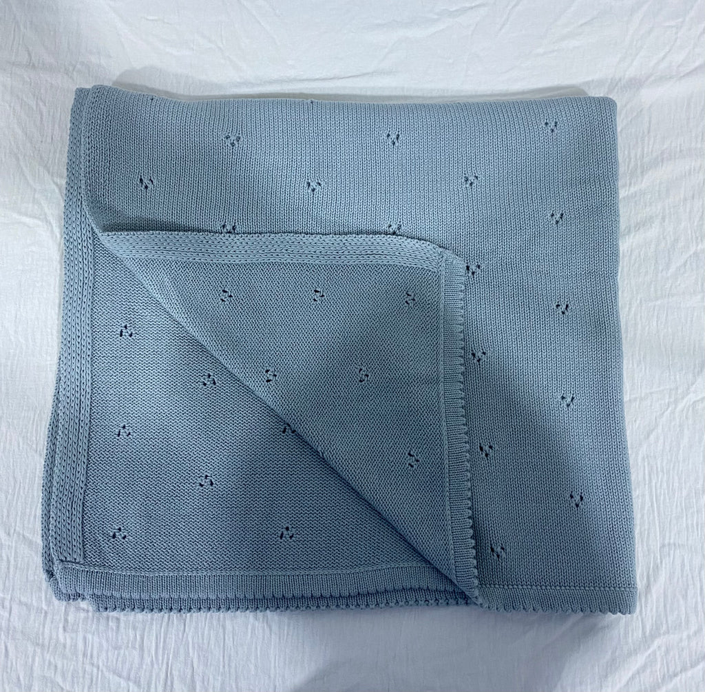 Knitted Blue Blanket (immediate)