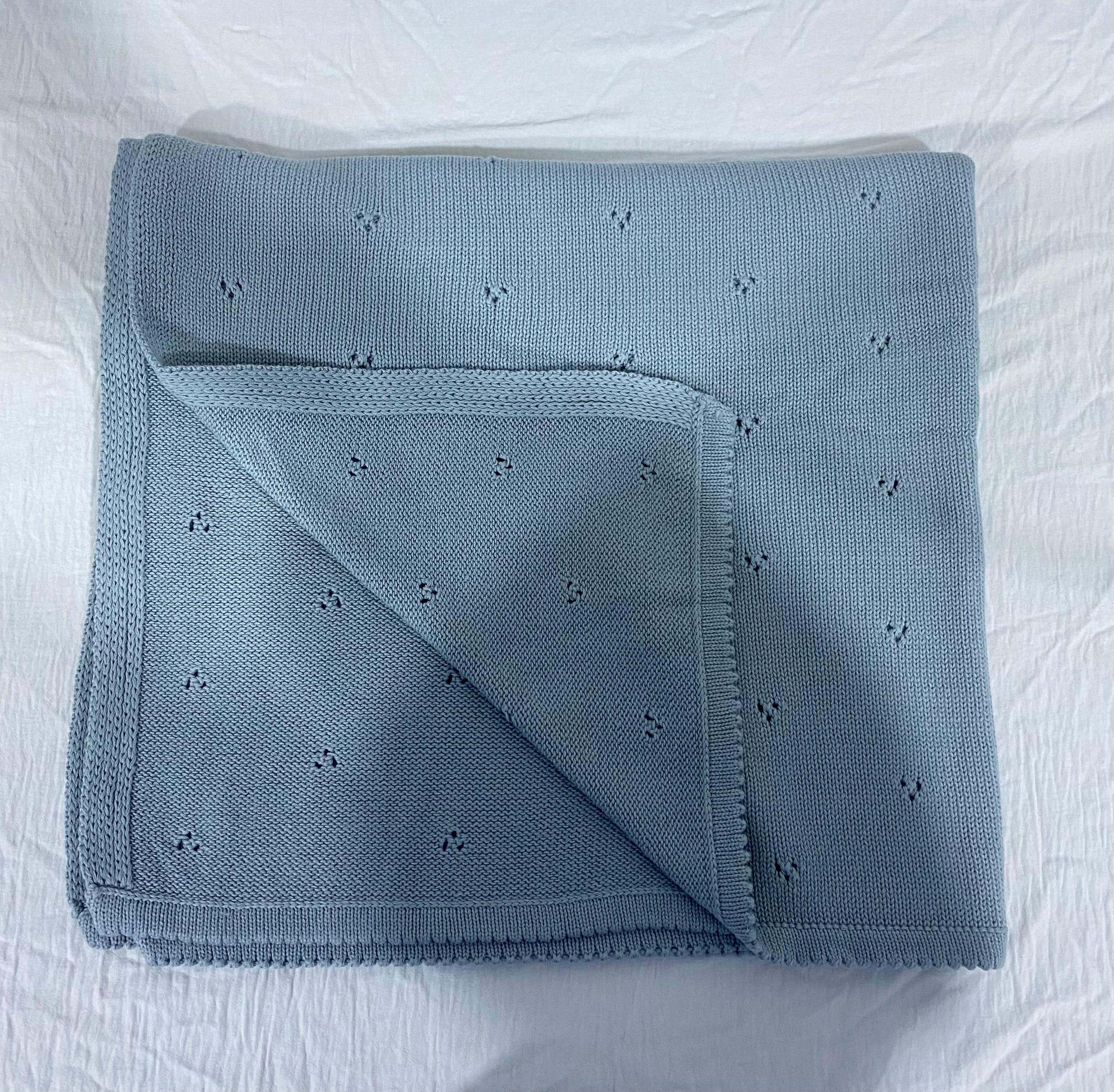 Knitted Blue Blanket (immediate)