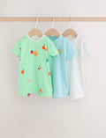 Blue Fruit Print Jersey Baby Rompers 3 Pack