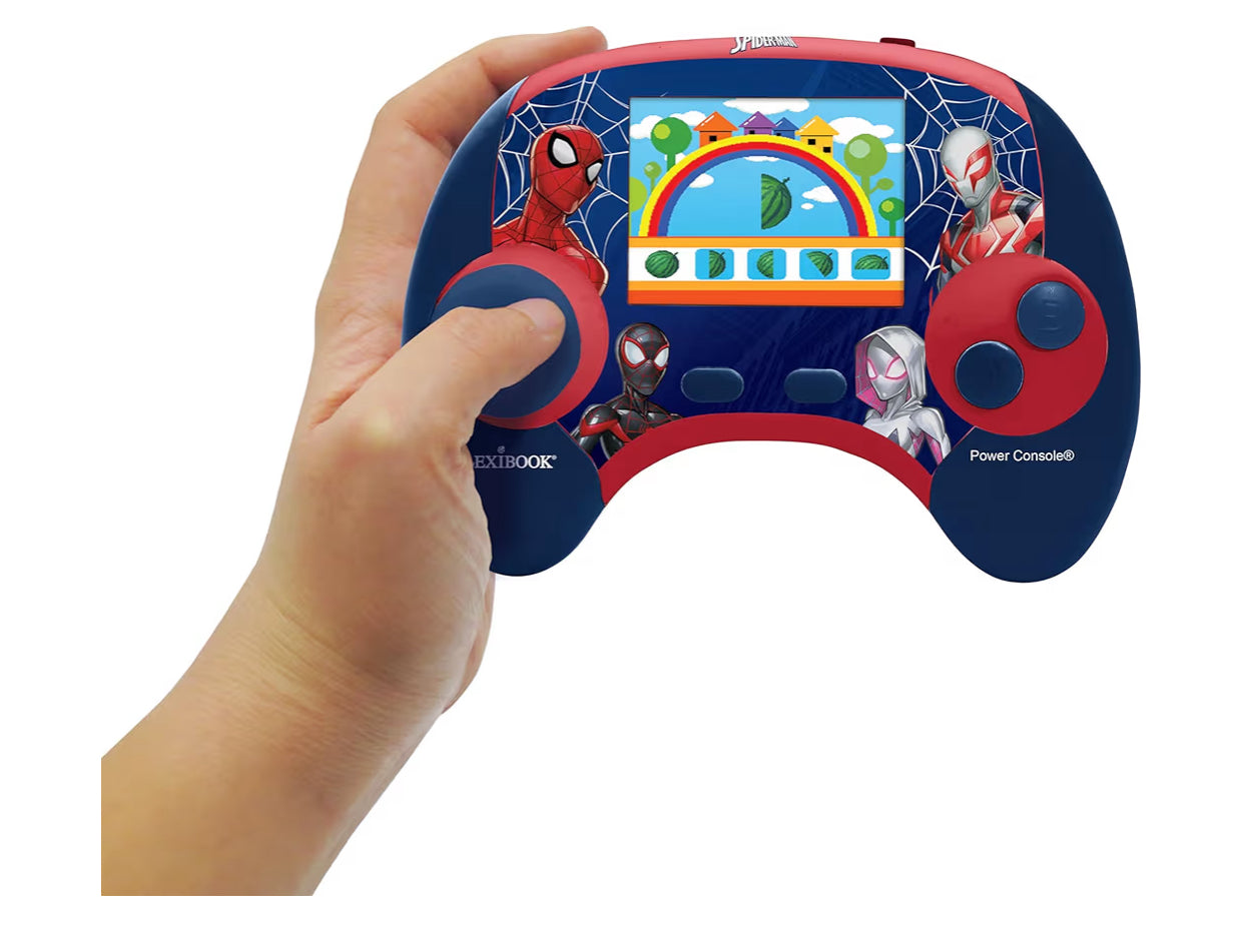 LEXIBOOK, Spider-Man, Power Console®, Bilingual educational game console with 100 activities, English/French