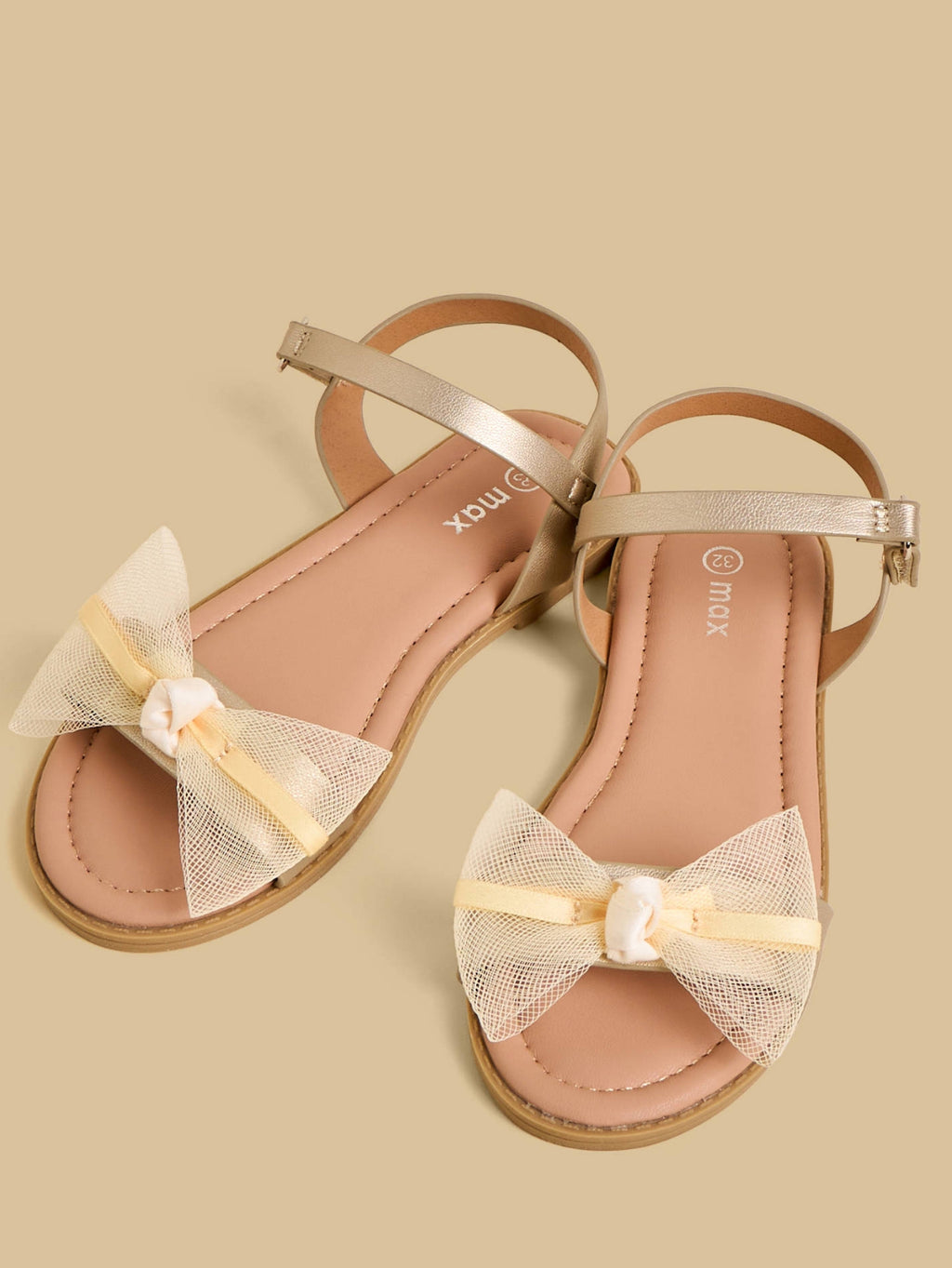 Bow Accent Sandals with Hook and Loop Closure