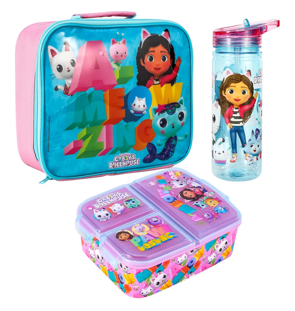 Gabby's Dollhouse Kids Childrens Lunch Box Set