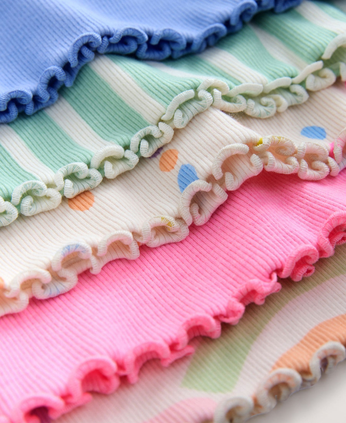 Pastel Rainbow Long Sleeve Ribbed Tops 5 Pack