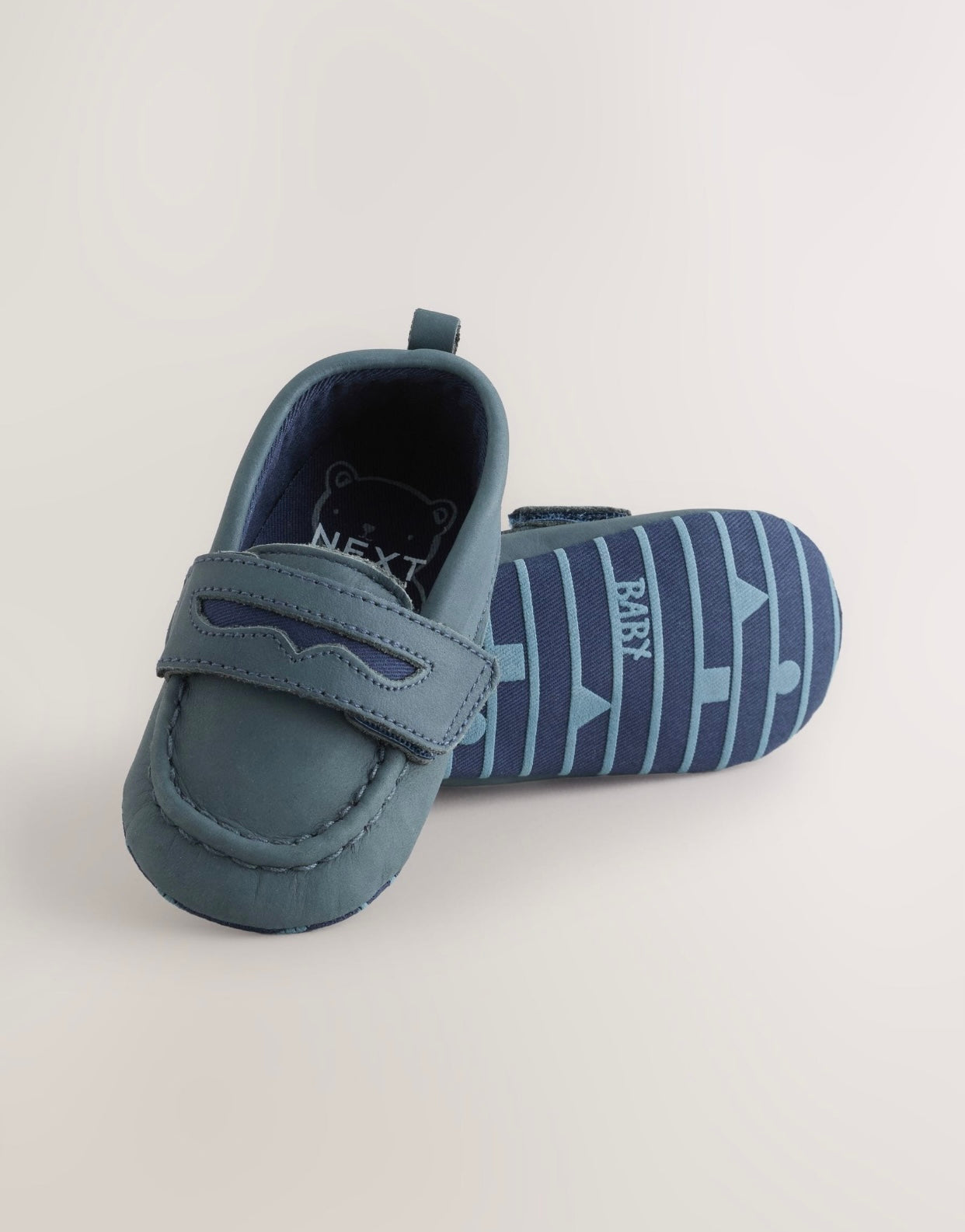 Navy Touch Fastening Baby Loafers