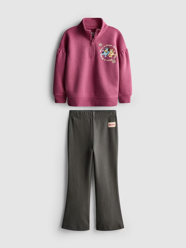 Bluey Funnel Neck Sweatshirt and Flare Leggings Set