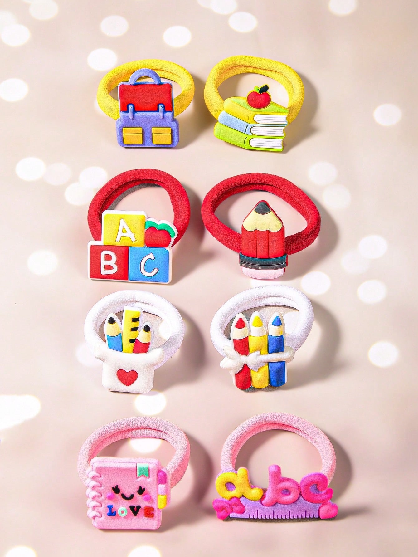 8pcs school hair ties