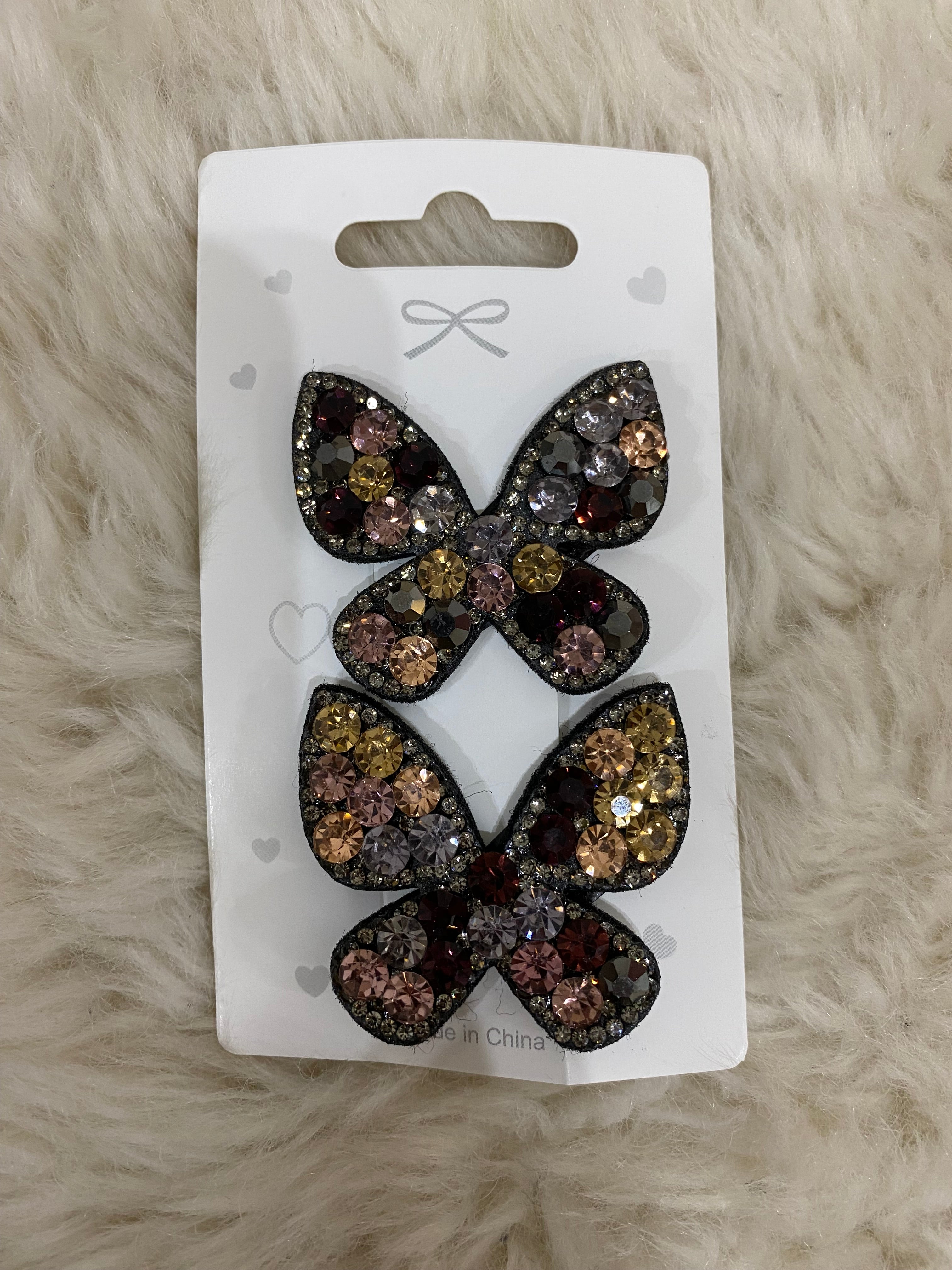 2pcs Butterfly Rhinestone Hairclips