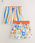Orange/White Printed Swim Shorts 2 Pack