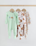 Sage Green Two Way Zip Sleepsuits 3 Pack