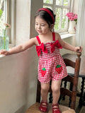 Baby Girl Strawberry Plaid Sleeveless Romper
