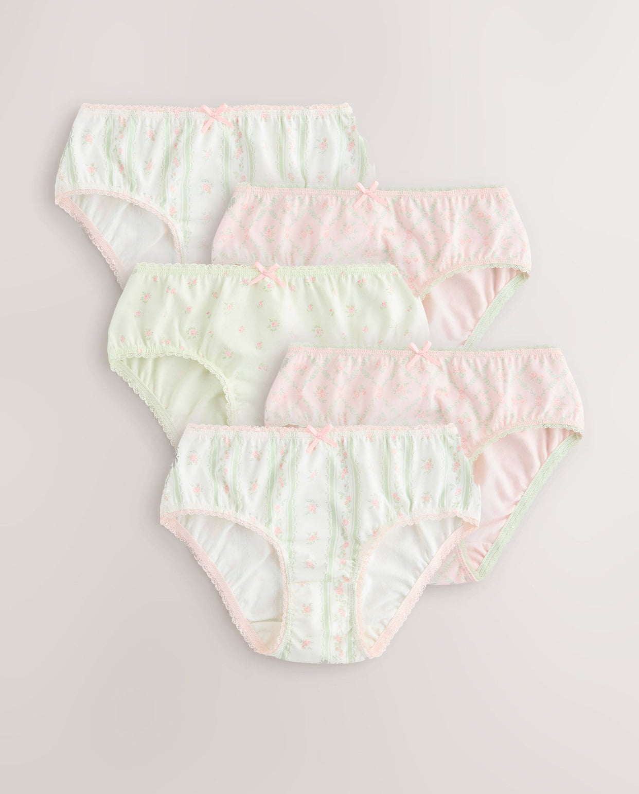 Green/Pink Ditsy Print Briefs 5 Pack