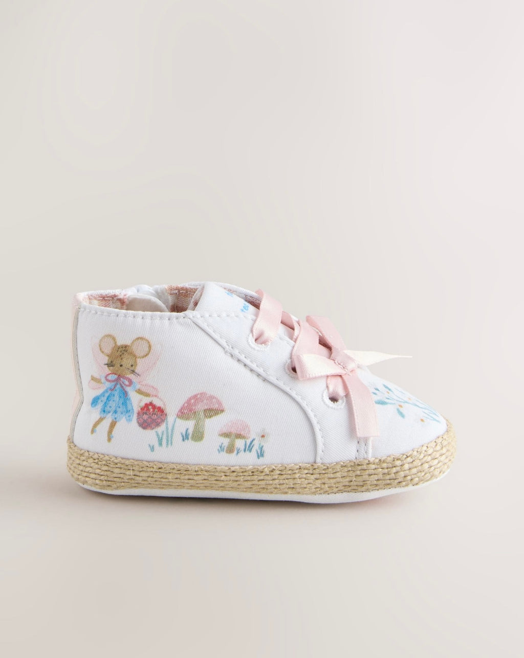 White/Pink Character Baby High Top Trainers
