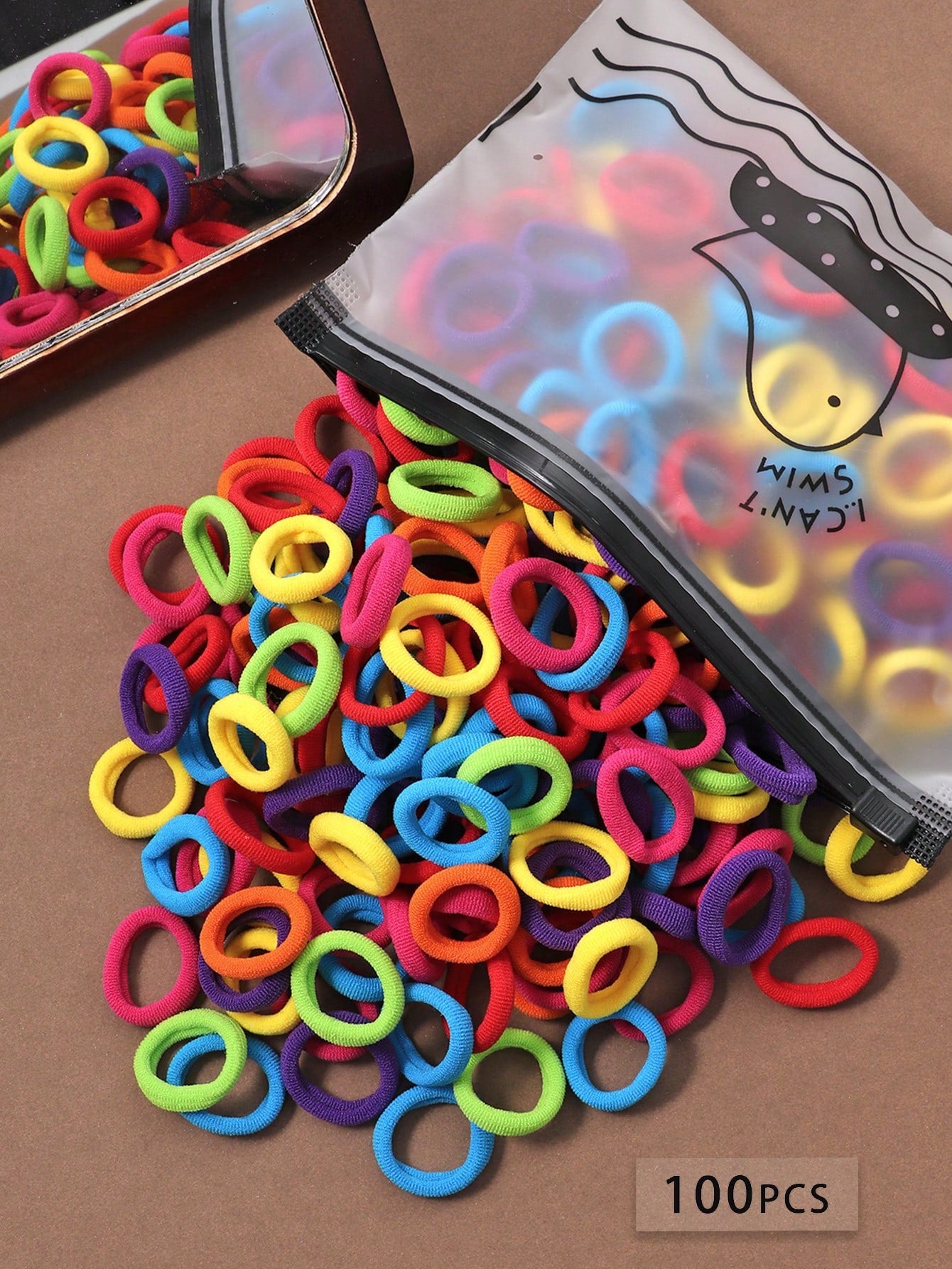 100 pcs multicolor mini elastic hair ties