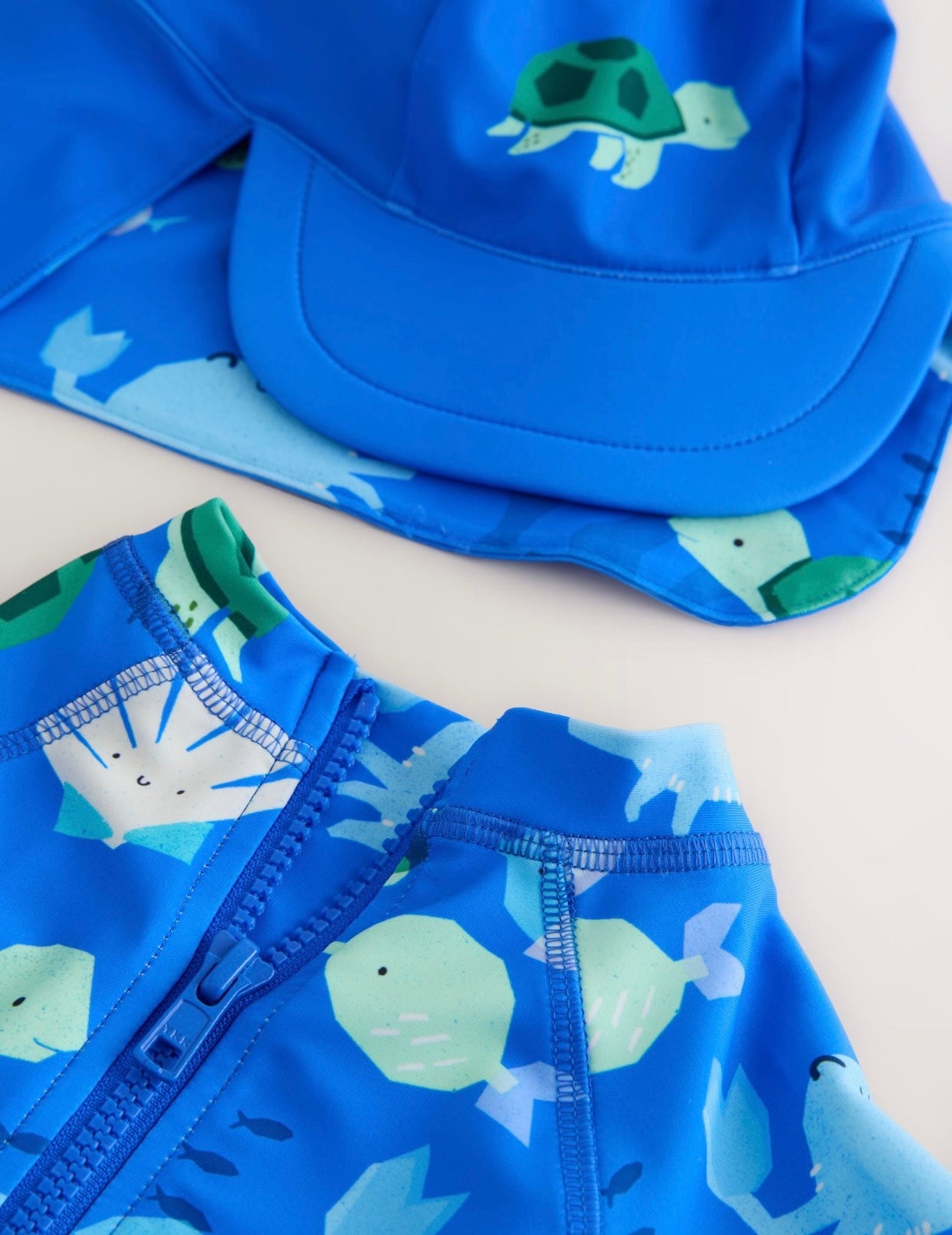 Blue Sunsafe Swimsuit and Hat Set