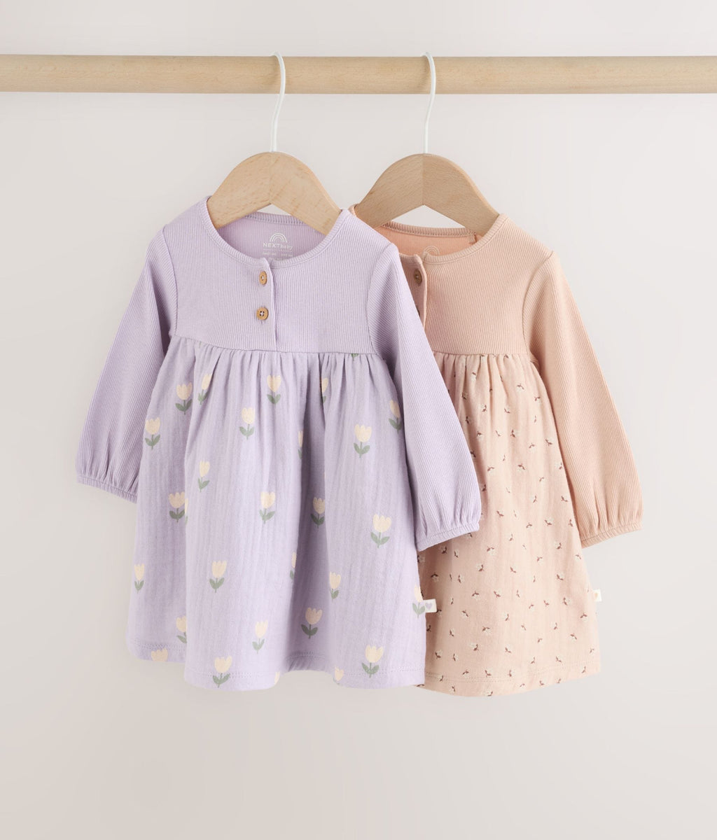 Purple/Pink Baby Woven Dress 2 Pack