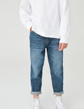 Mid Blue Denim Mom 100% Cotton Jeans