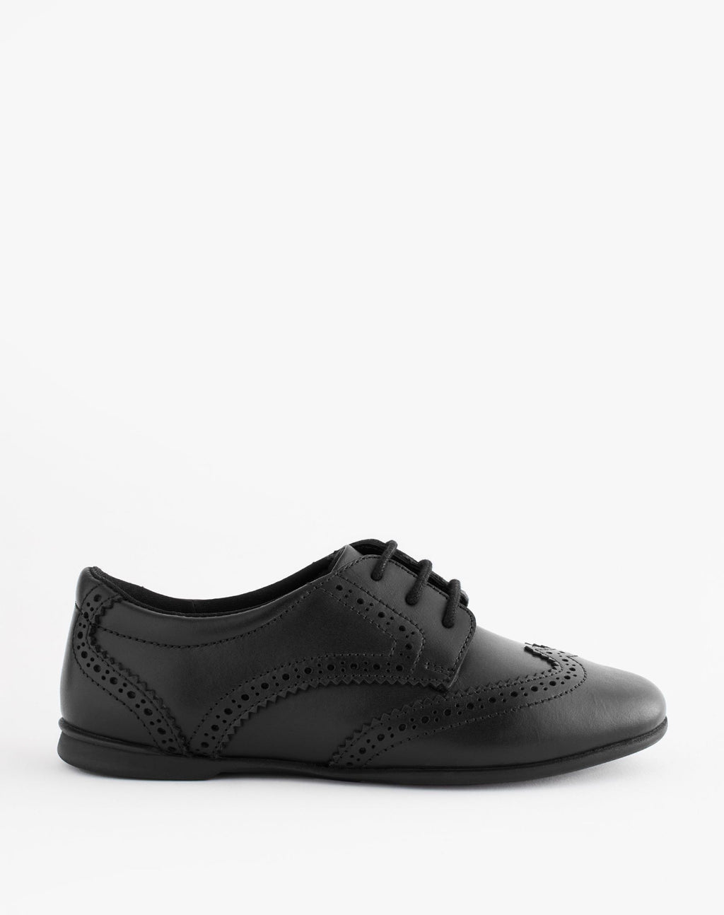 Matt Black Standard Fit (F) Leather
Brogue Lace-Up School Shoes