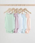 Pastel 5 Pack Vest Pointelle Baby Bodysuits