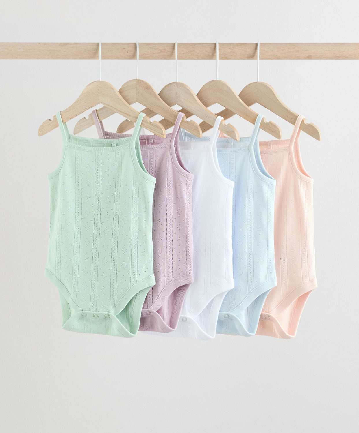 Pastel 5 Pack Vest Pointelle Baby Bodysuits