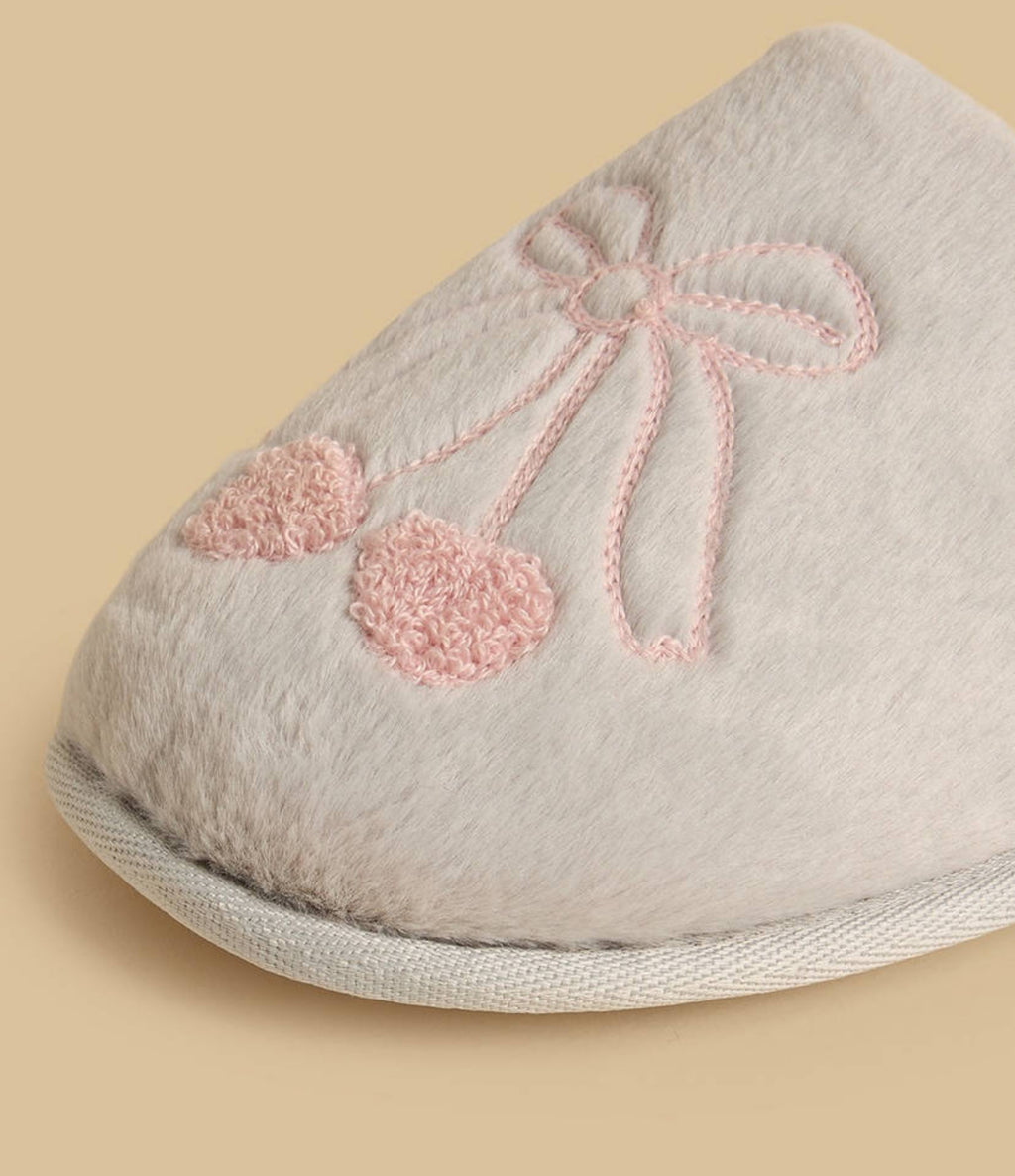 Bow Embroidered Bedroom Mules