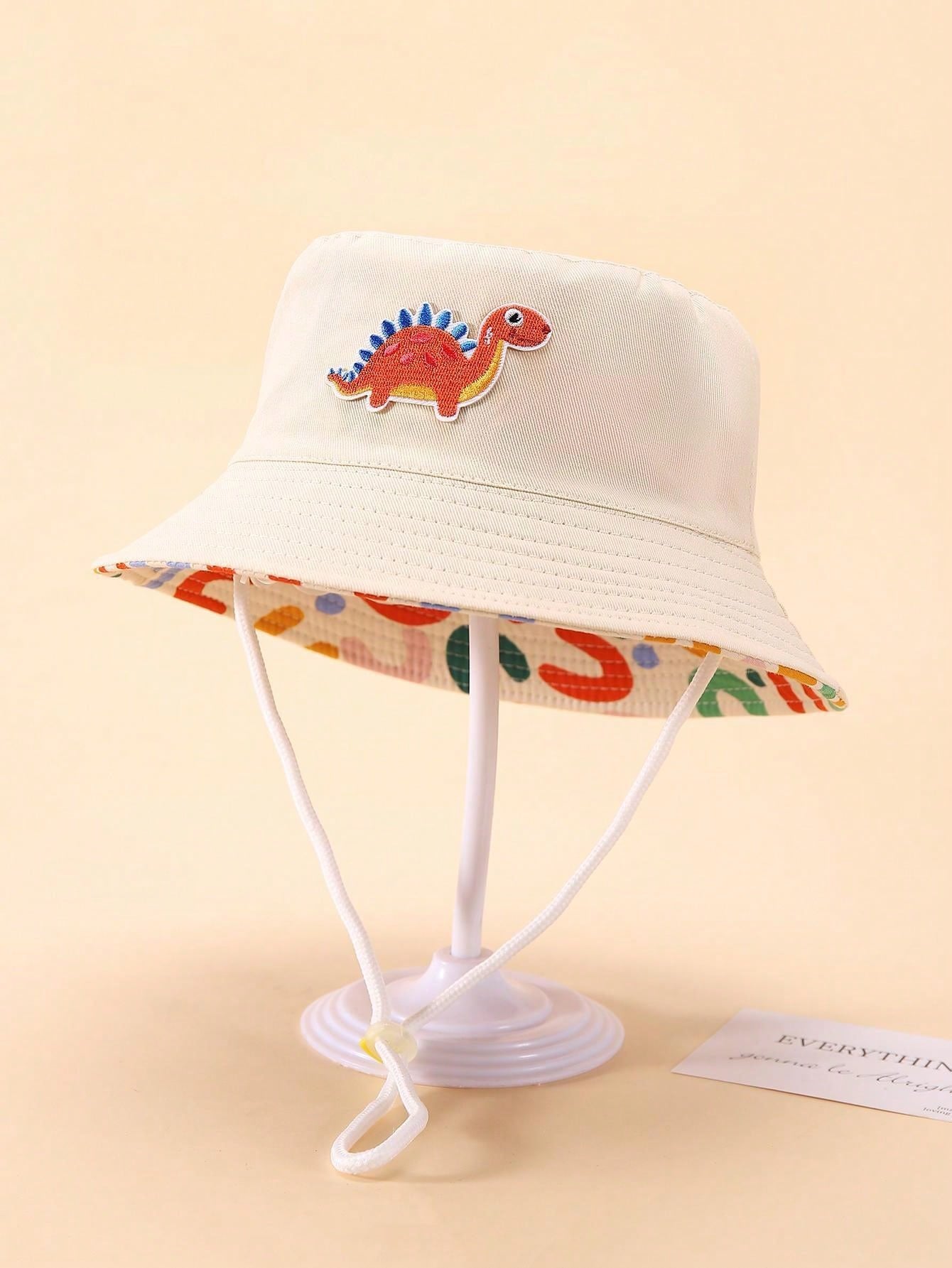 1pc Children's Double-Sided Dinosaur Print Bucket Hat (immediate)