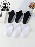 6 Pairs Set Anti Slip Cotton Black & White Socks
