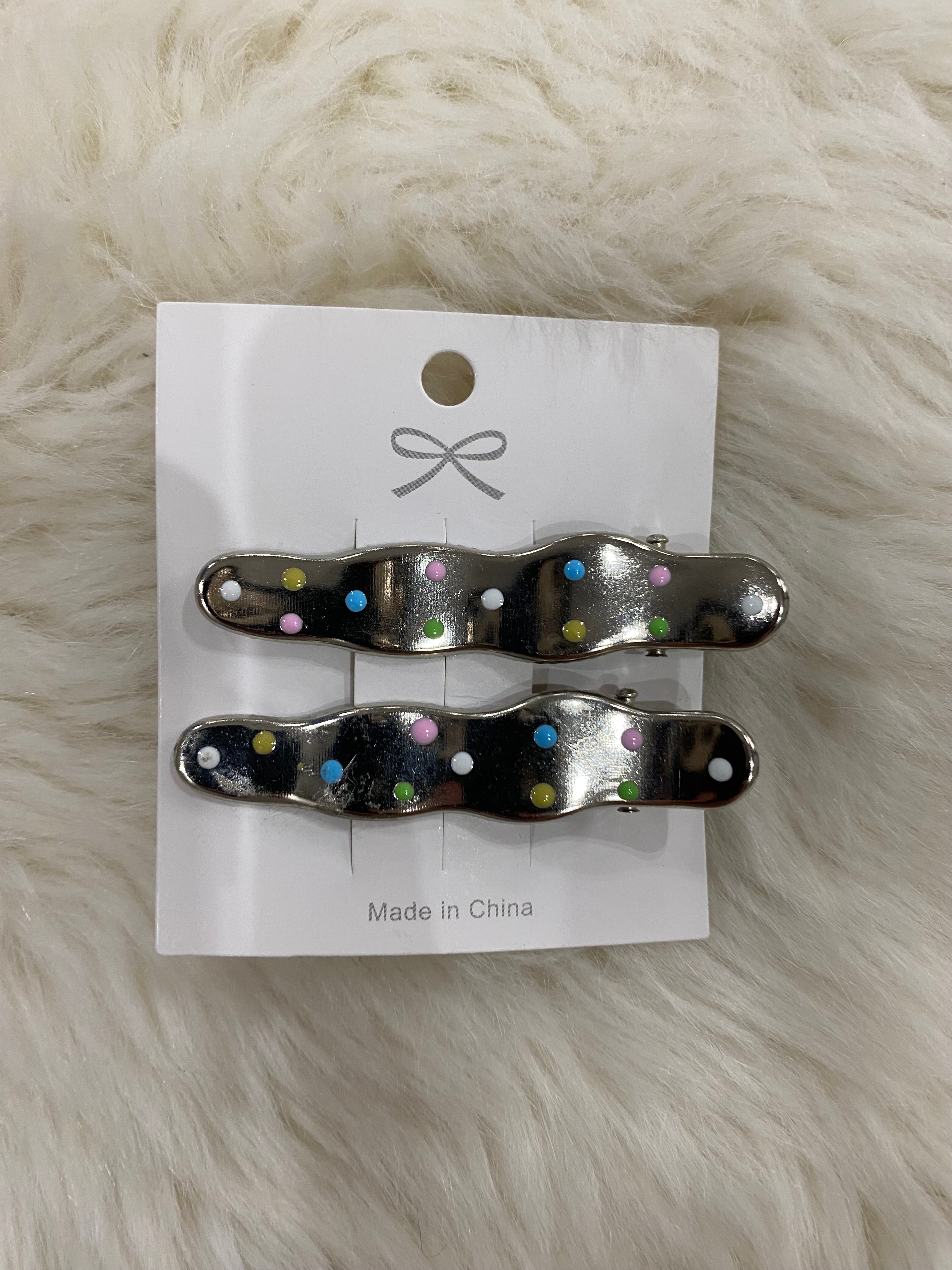 2pcs silver hair clips
