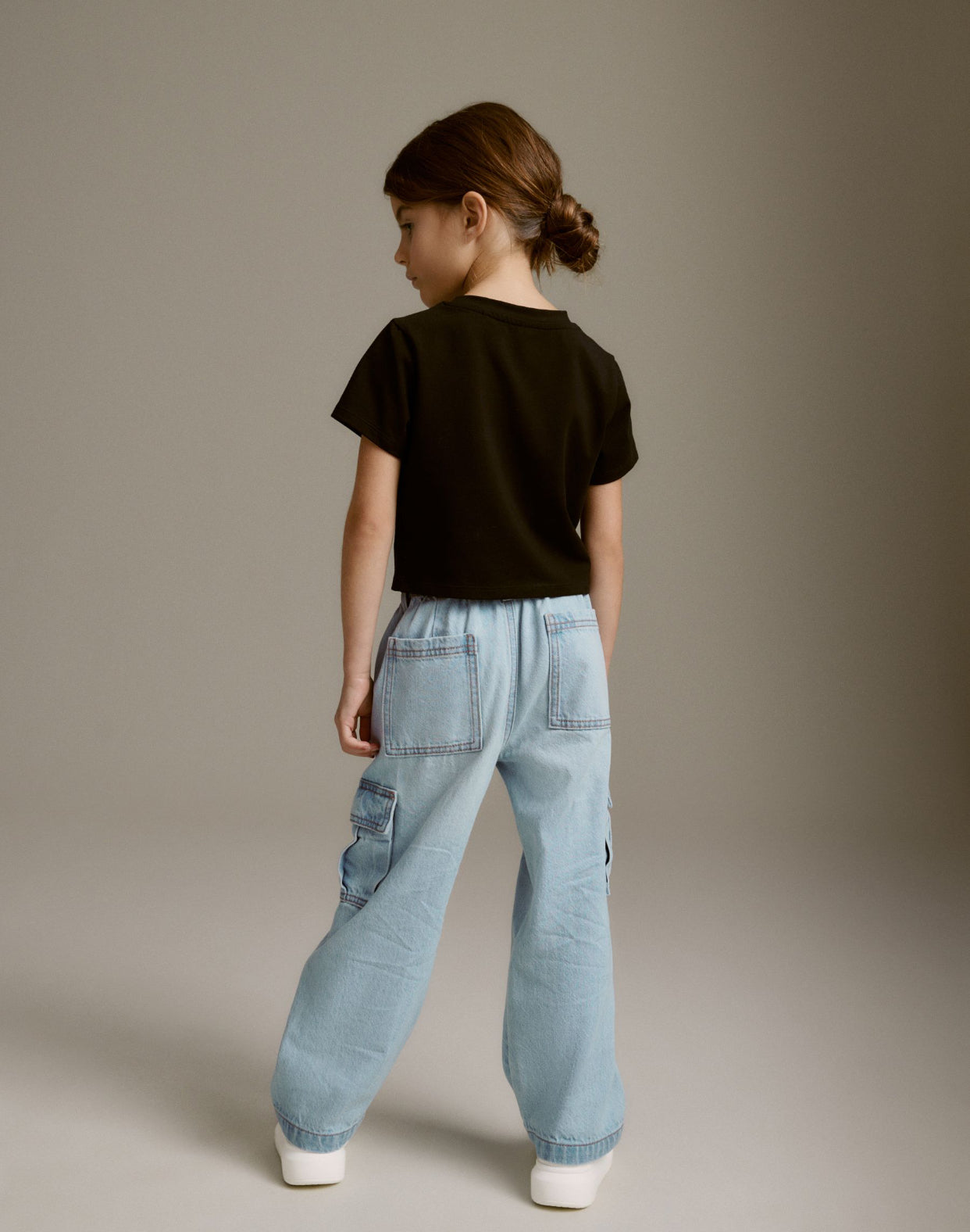 Light Blue Denim Wide Leg Cargo Jeans