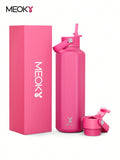 Meoky 700 ml Insulated Tumbler With 2 Spout Lid And Straw