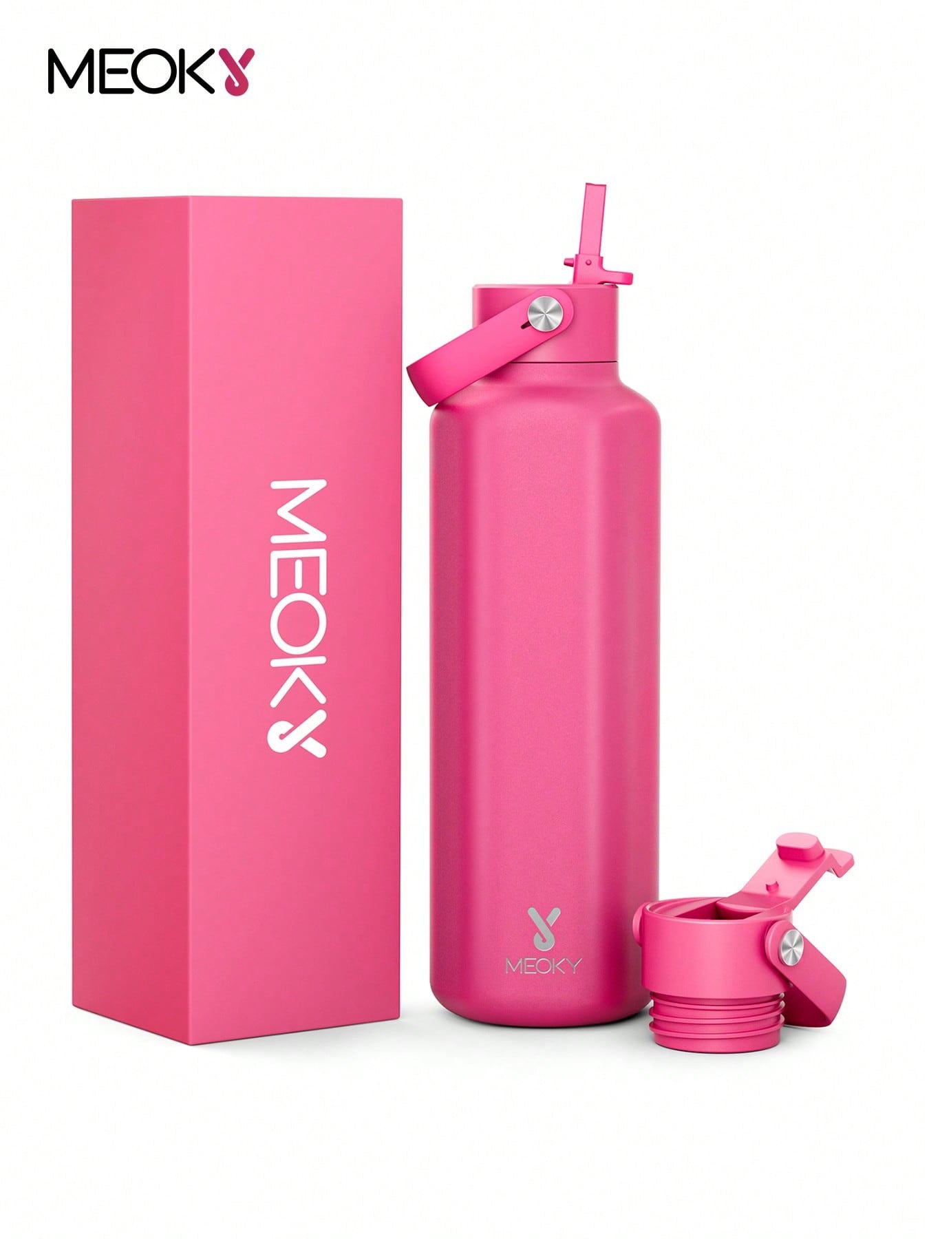 Meoky 700 ml Insulated Tumbler With 2 Spout Lid And Straw