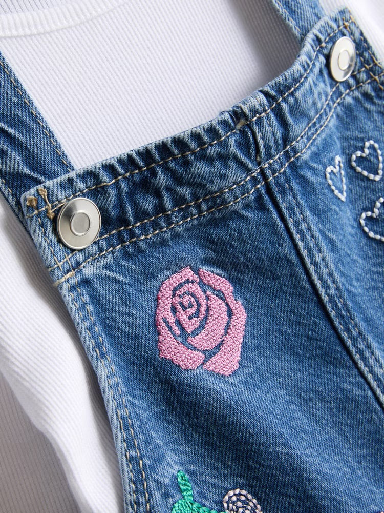 Long Sleeve T-Shirt and Denim Playsuit Set