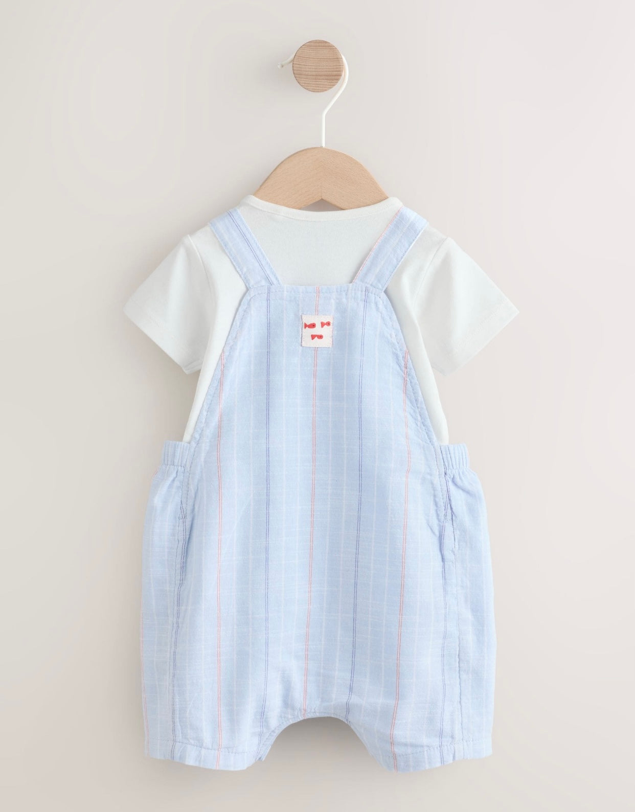 Blue Nautical Stripe Dungarees And Bodysuit Baby Set