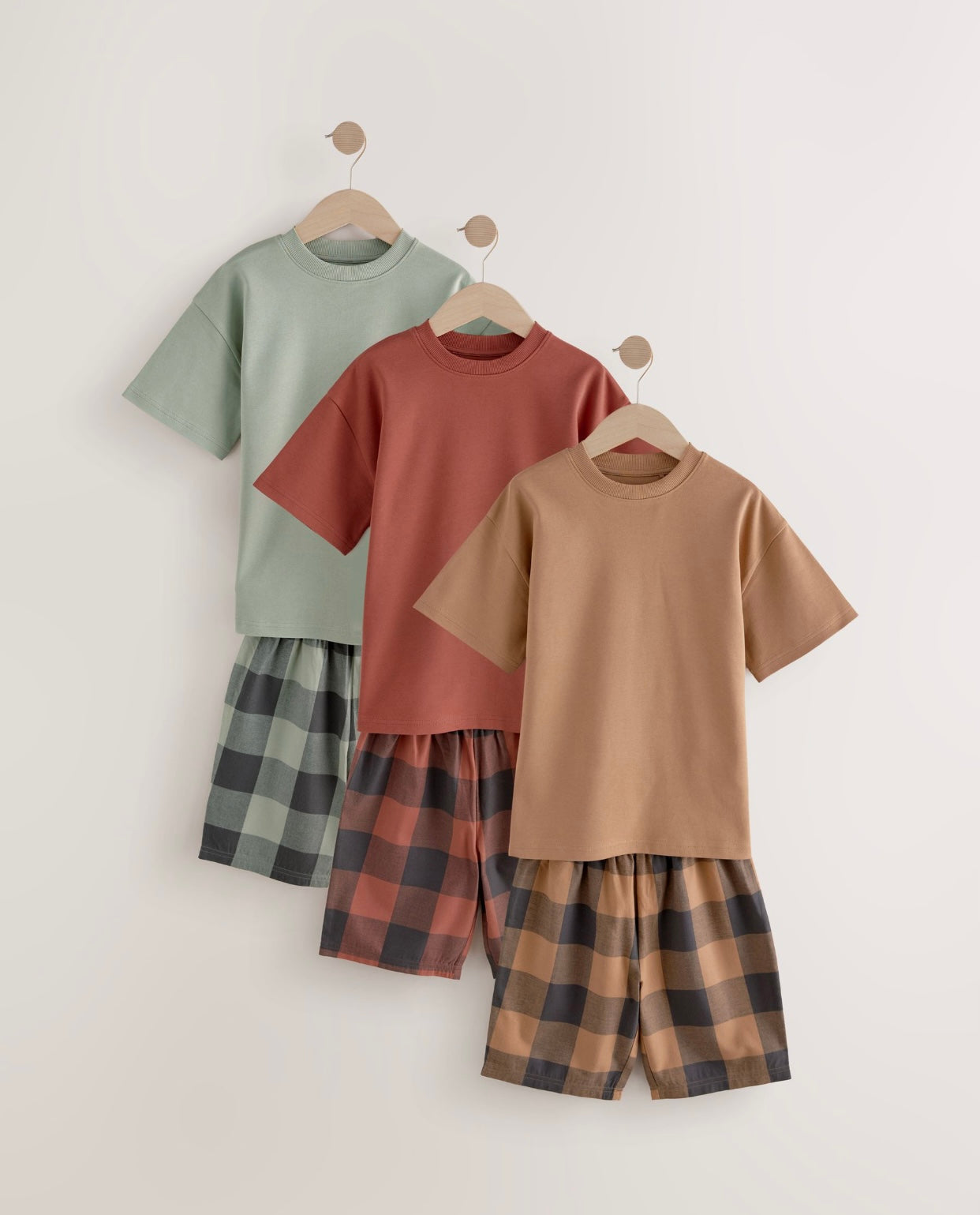 Green/Orange Woven Check Short Pyjamas 3 Pack