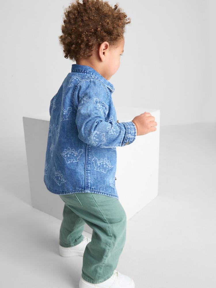 T-Shirt, Joggers and Dinosaur Denim Shirt Set (immediate)