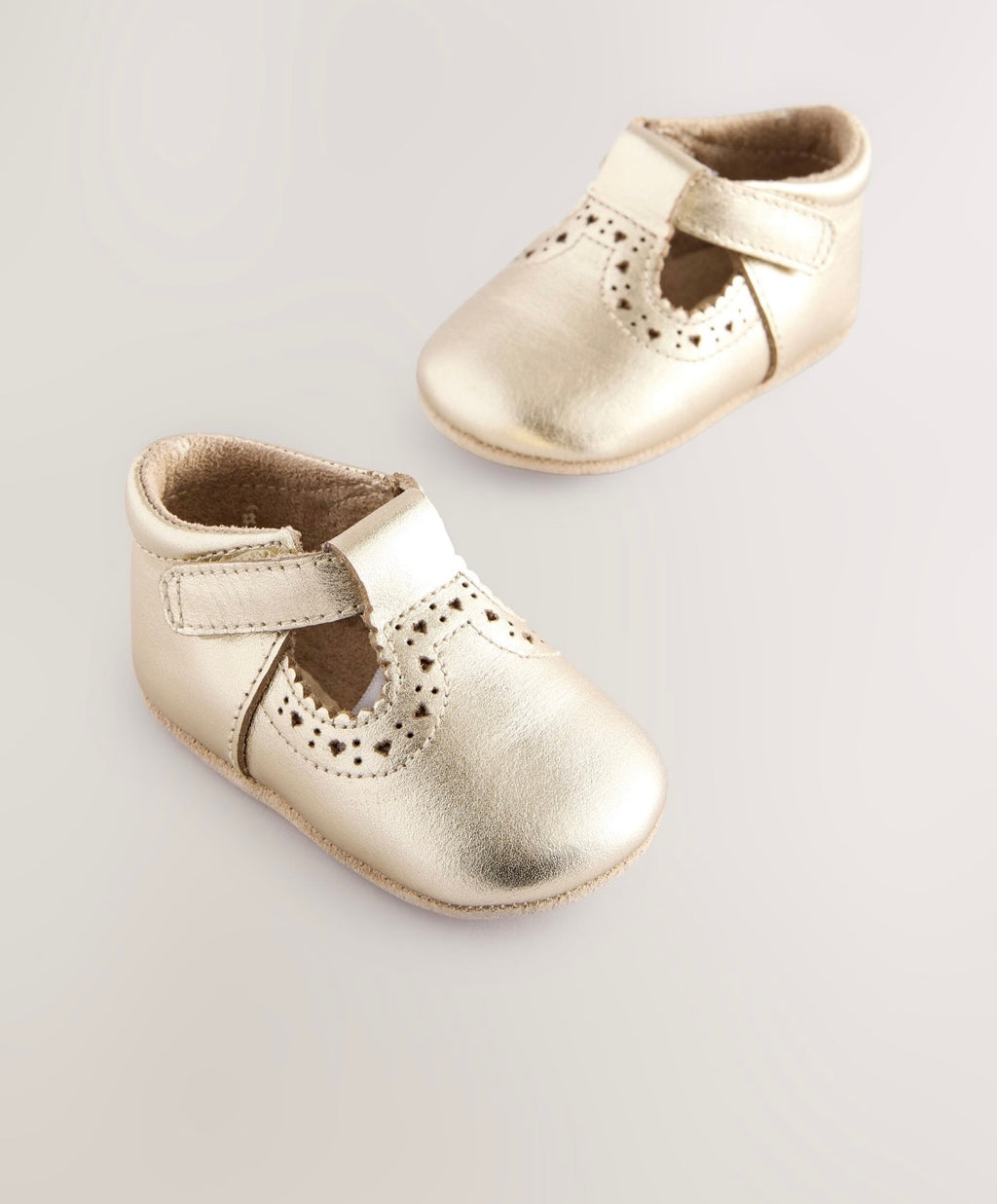 Gold Leather Baby T-Bar Shoes