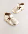 Gold Leather Baby T-Bar Shoes