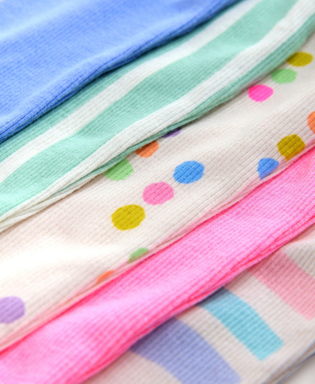 Pastel Rainbow Long Sleeve Ribbed Tops 5 Pack