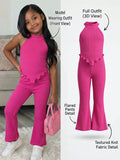 Young Girl 2pcs Set Sleeveless Asymmetrical Tank Top & Flared Pants