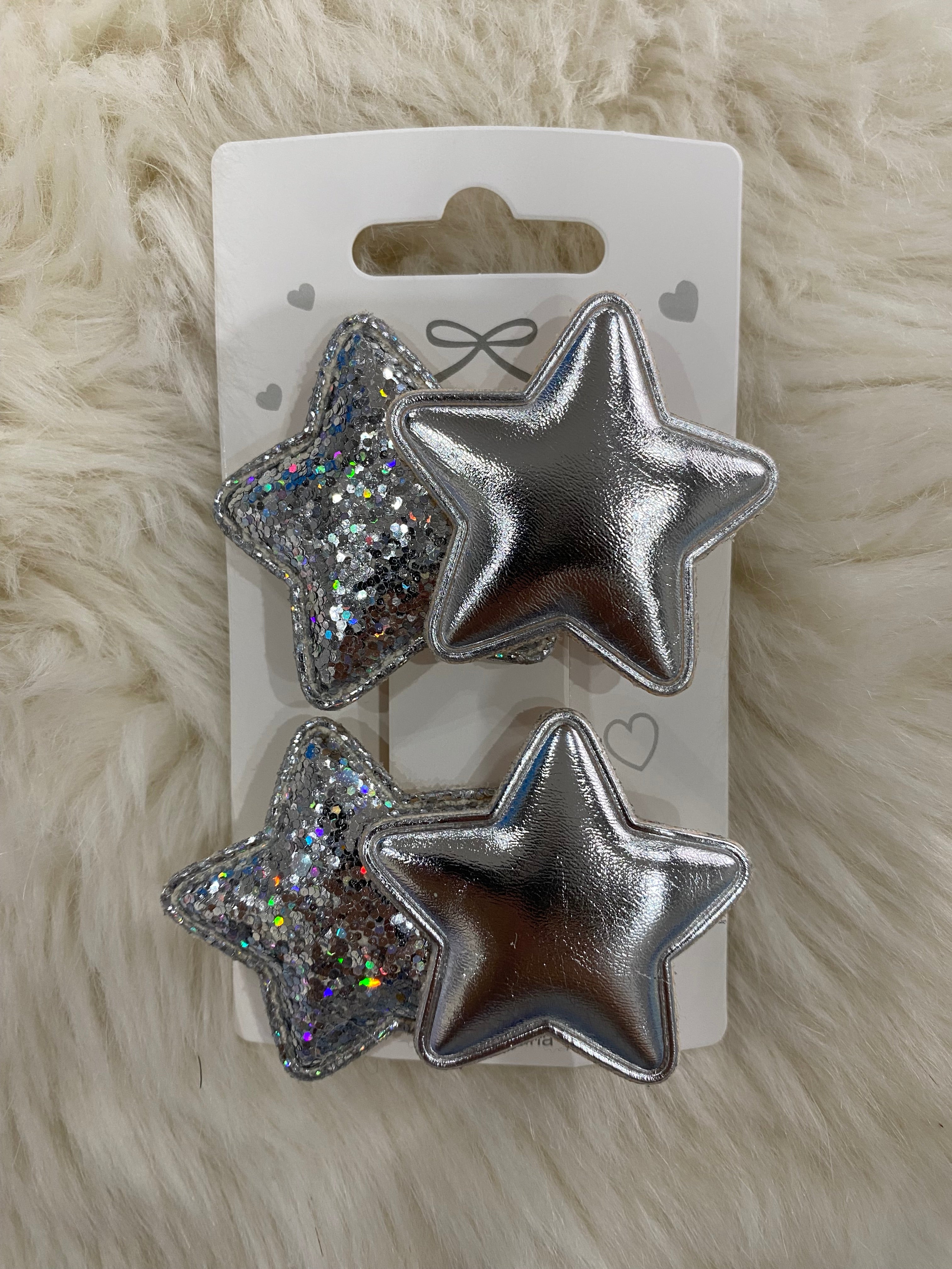 2pcs glitter star hair clips