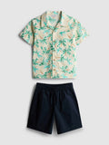 A slub cotton shirt and shorts clothing set
