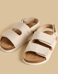 Textured Sandals with Hook and Loop Closure