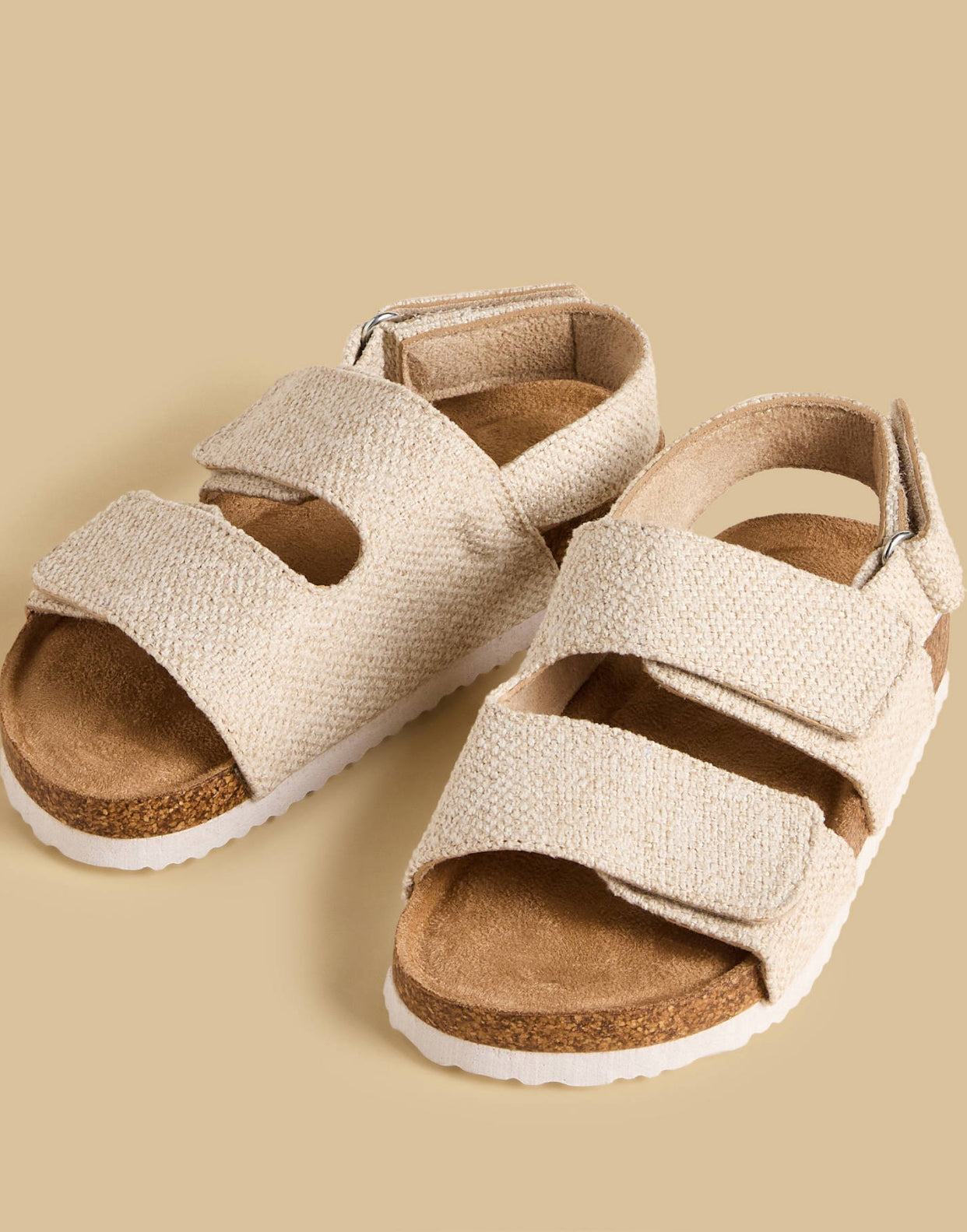 Textured Sandals with Hook and Loop Closure
